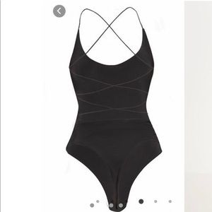 NWT PLT black cross back body suit